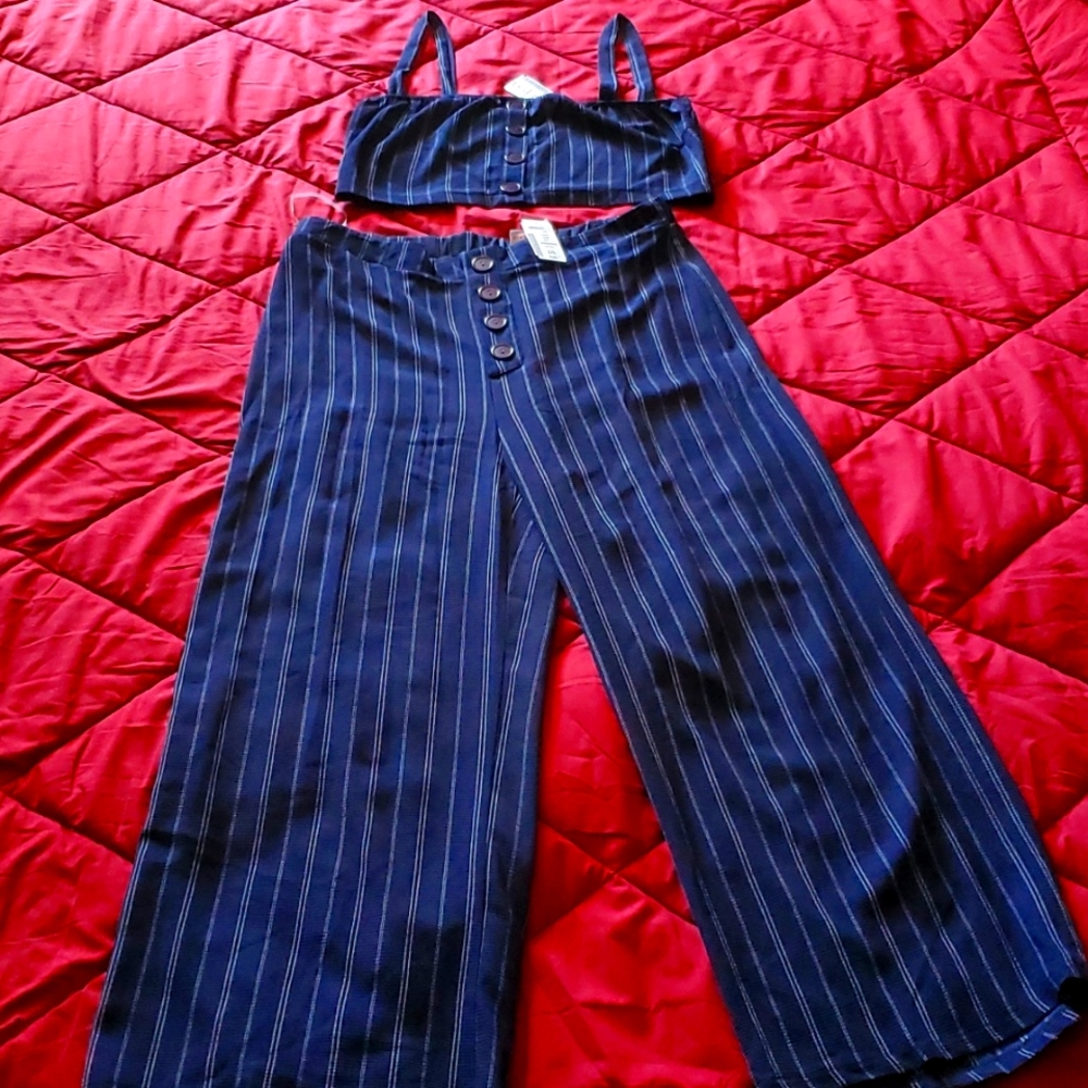 New Deb shops 2 piece pant set Top 3x /pants 2x navy blue